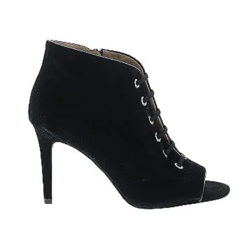 NEW Enzo Angiolini Black Suede Heeled Ankle Boots